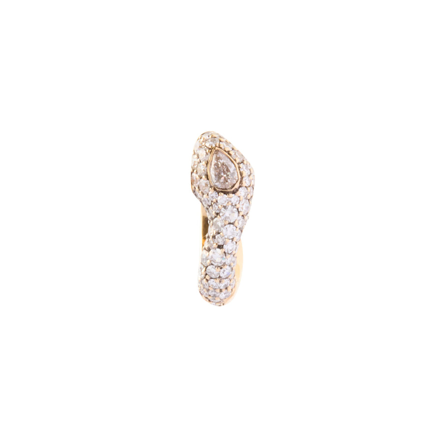 Selim Mouzannar Basilik Snake Diamond Huggie - Left - Earrings - Broken English Jewelry