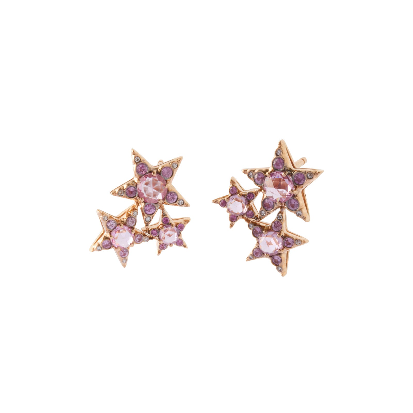 Selim Mouzannar Istanbul Star Cluster Earrings - Pink Sapphire - Earrings - Broken English Jewelry