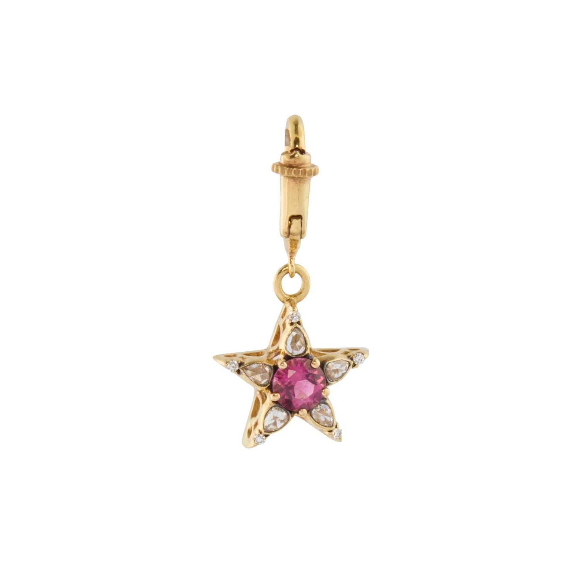 Pink Tourmaline and Diamond Charm