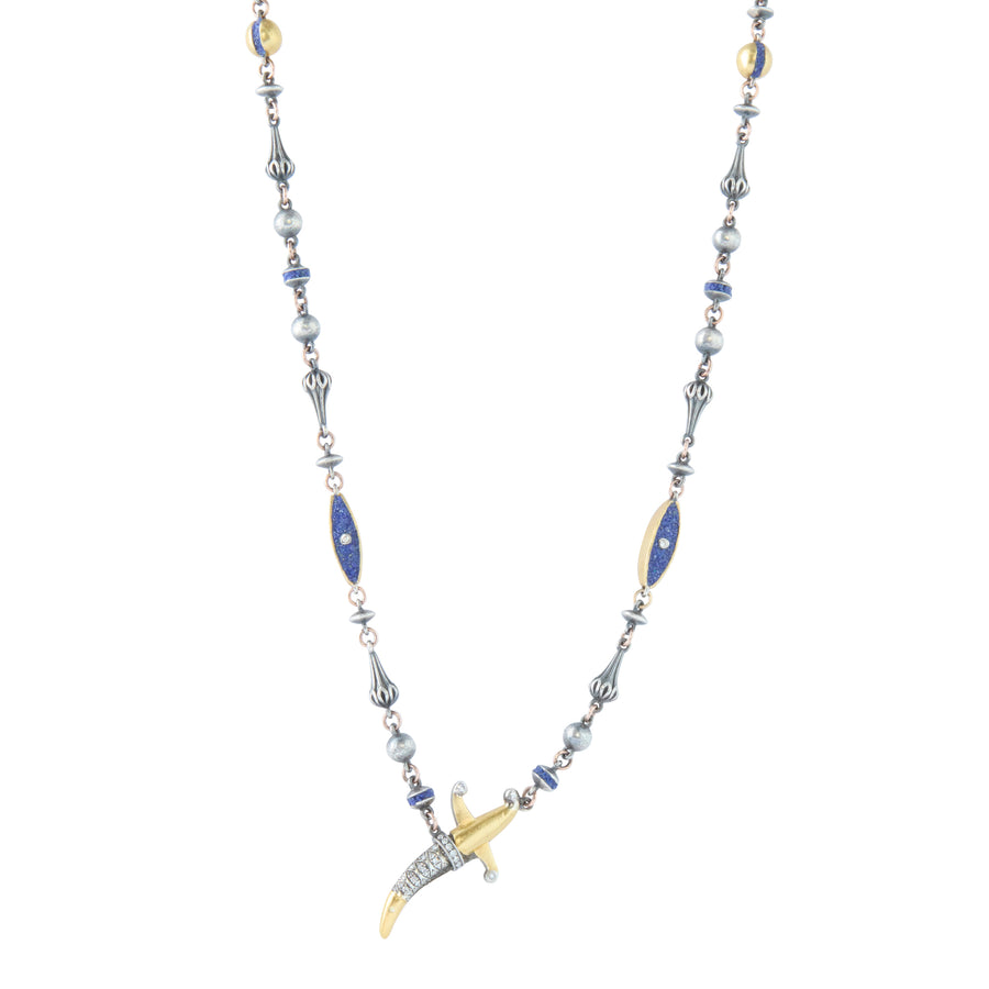 Micro Mosaic Accent Dagger Necklace with Diamond