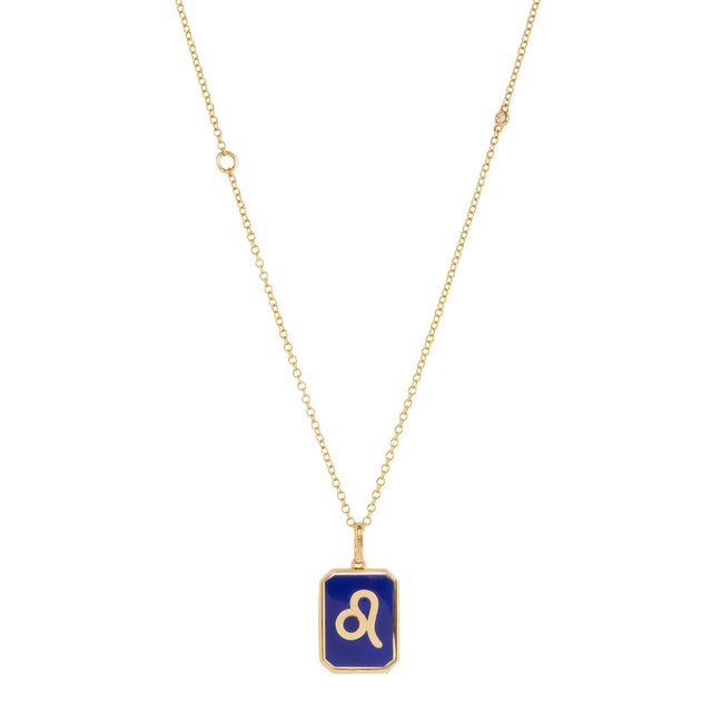 Mini Diamond Leo Nameplate Necklace