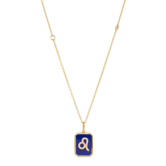 Mini Diamond Leo Nameplate Necklace - Main Img