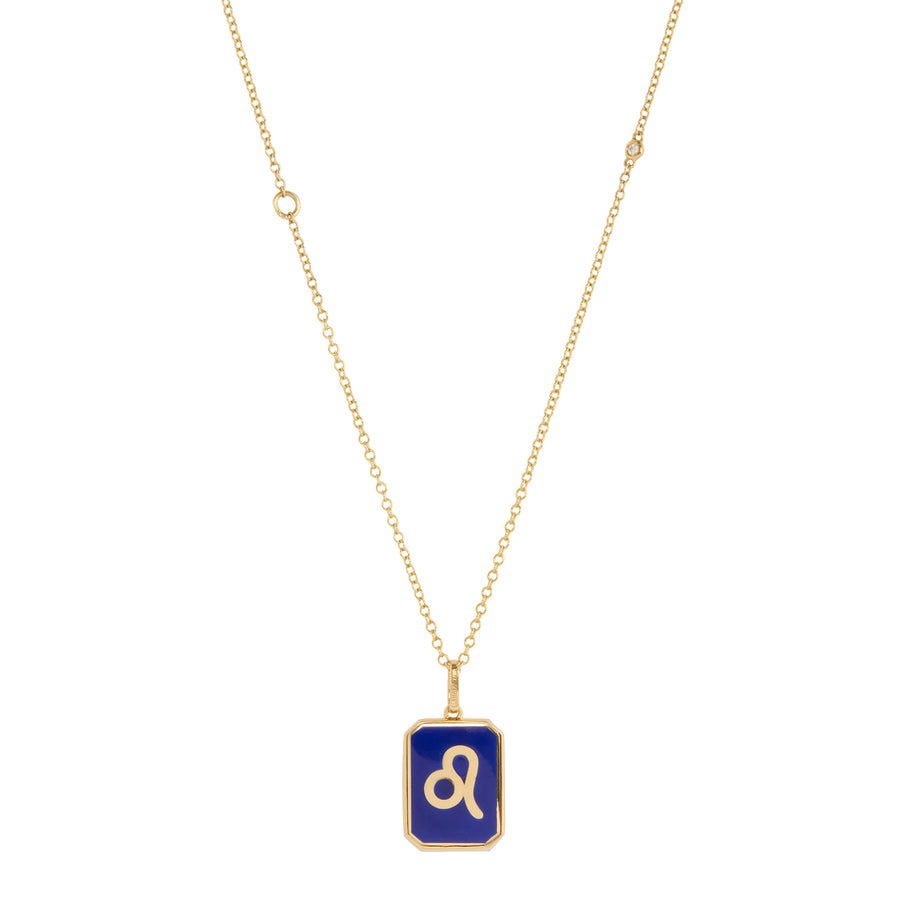 Mini Diamond Leo Nameplate Necklace