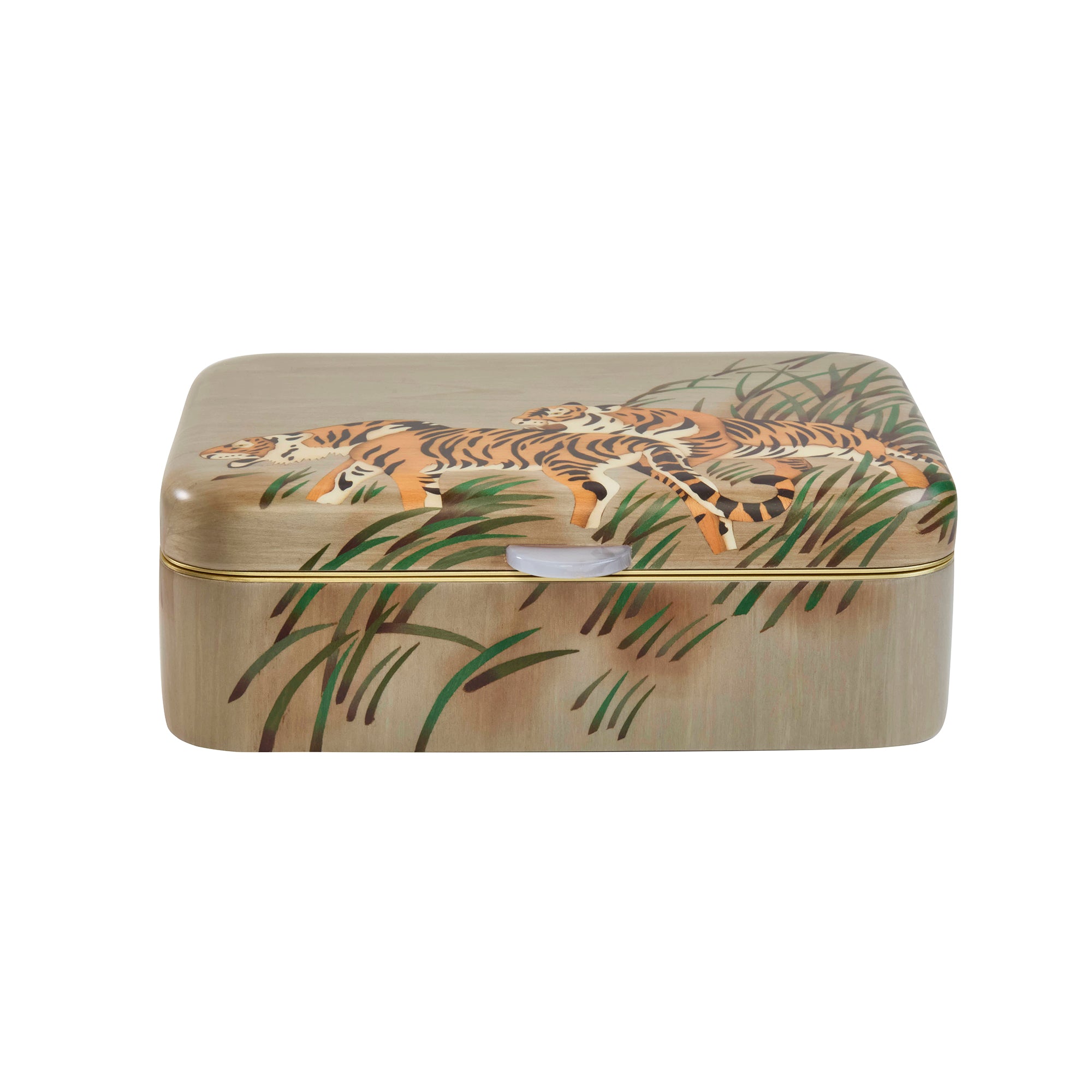 Medium Tiger Print Marquetry Box
