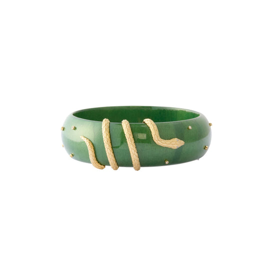 Green Snake Marquetry Bangle - Main Img