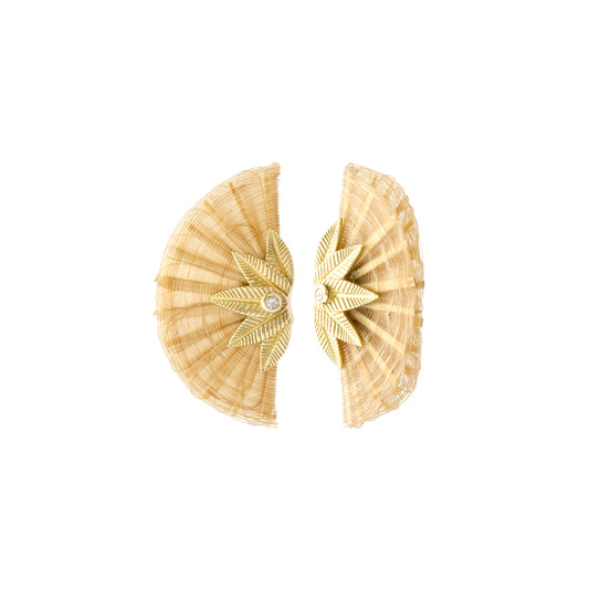 Beige Horse Mane Fan Earrings - Main Img