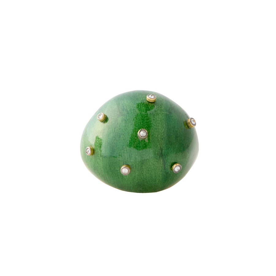 Spike Green Laquered Marquetry Ring