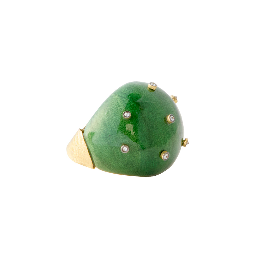 Spike Green Laquered Marquetry Ring