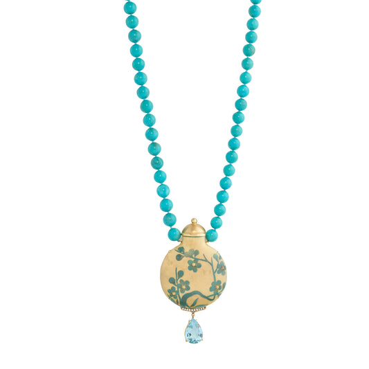 Diamond, Topaz and Turquoise Marquetry Amphora Necklace - Main Img