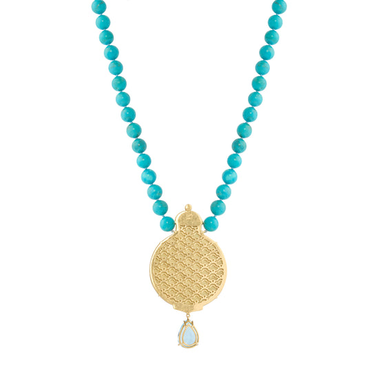 Diamond, Topaz and Turquoise Marquetry Amphora Necklace