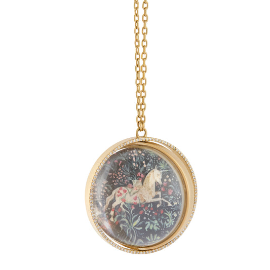 Diamond and Crystal Rock Alchemical Wedding Mini Painting Motif Necklace