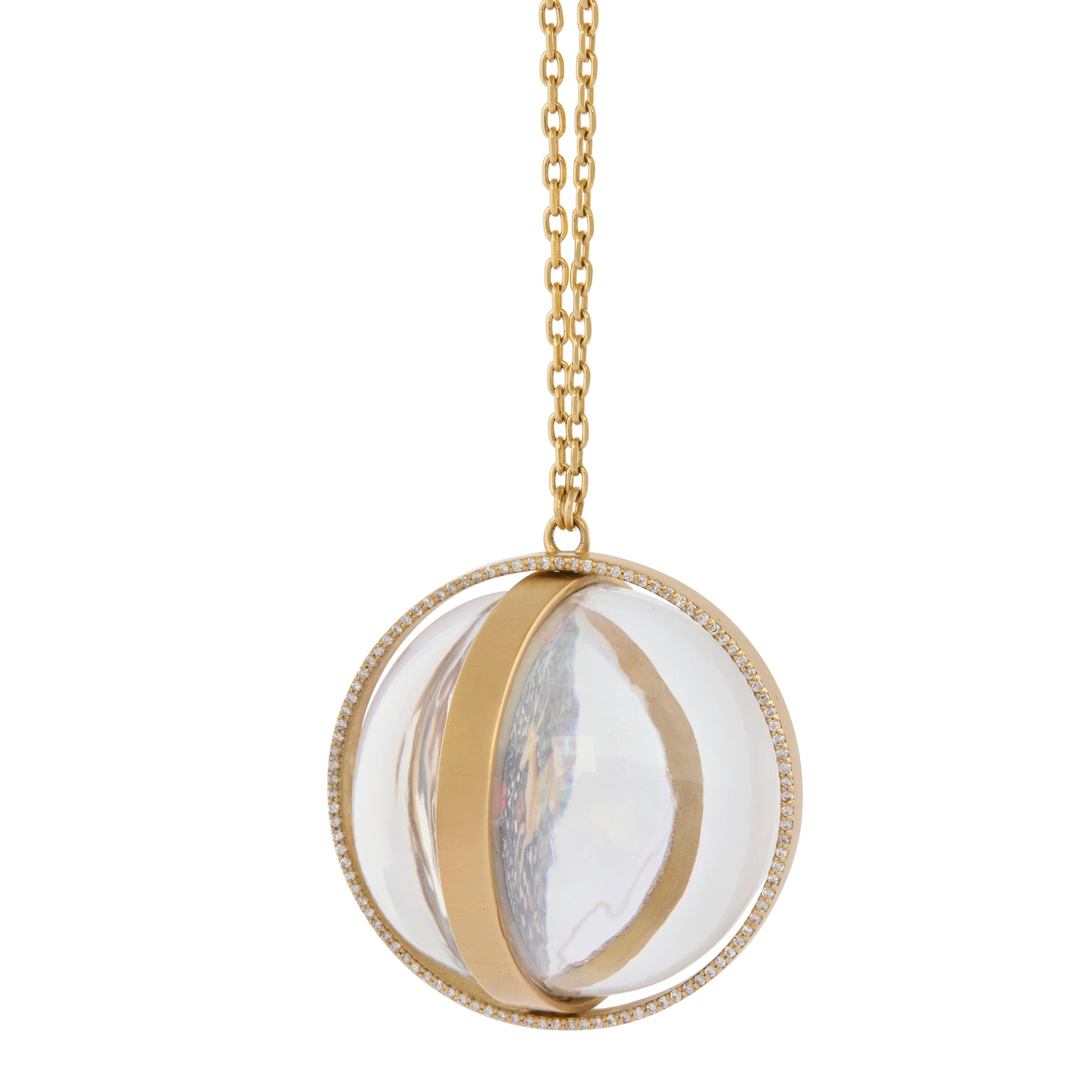 Diamond and Crystal Rock Alchemical Wedding Mini Painting Motif Necklace