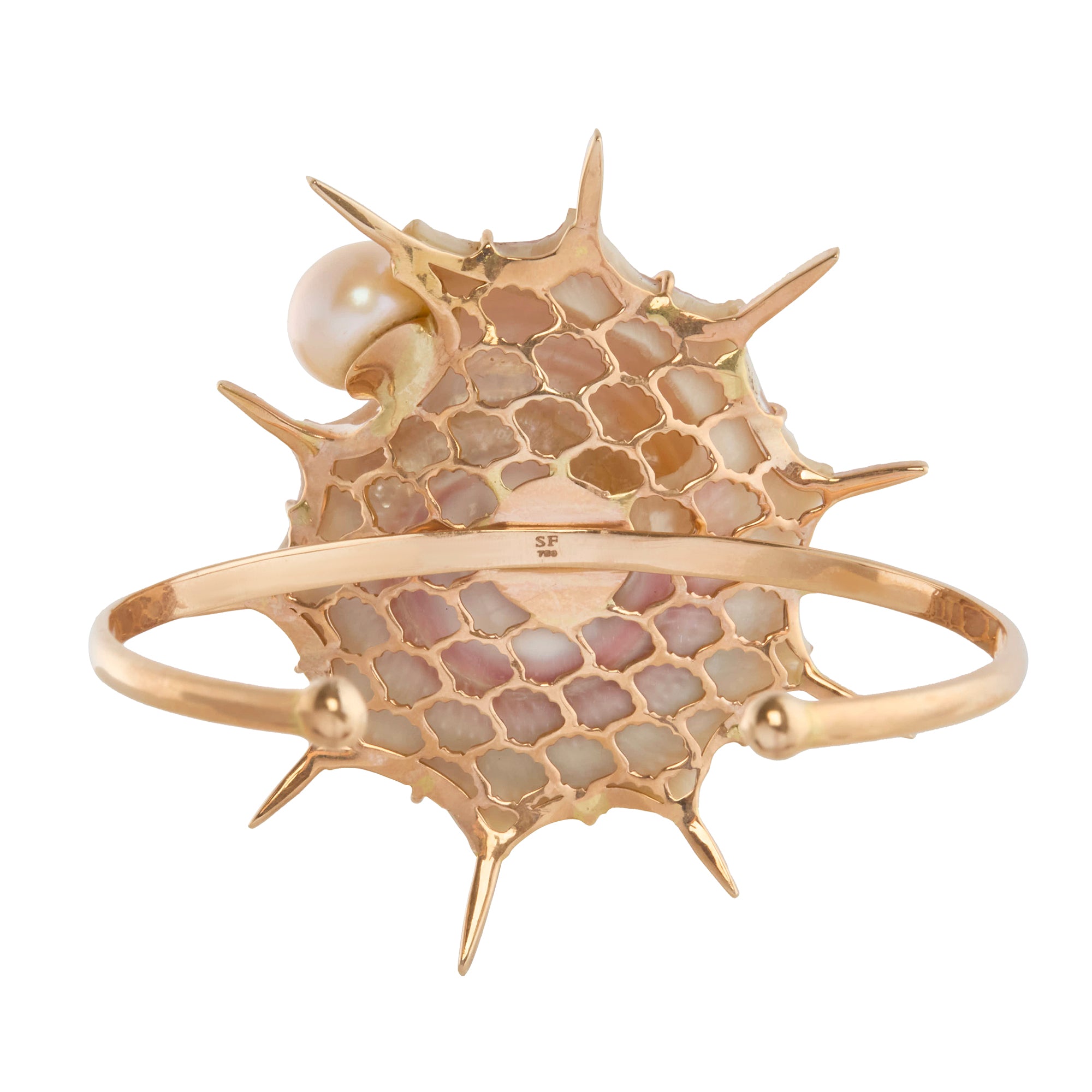 Diamond, Pearl and Sun Shell Bracelet