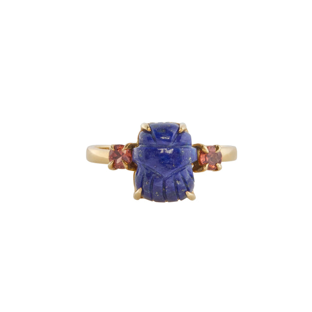 Lapis Lazuli Scarab Ring with Espersatite