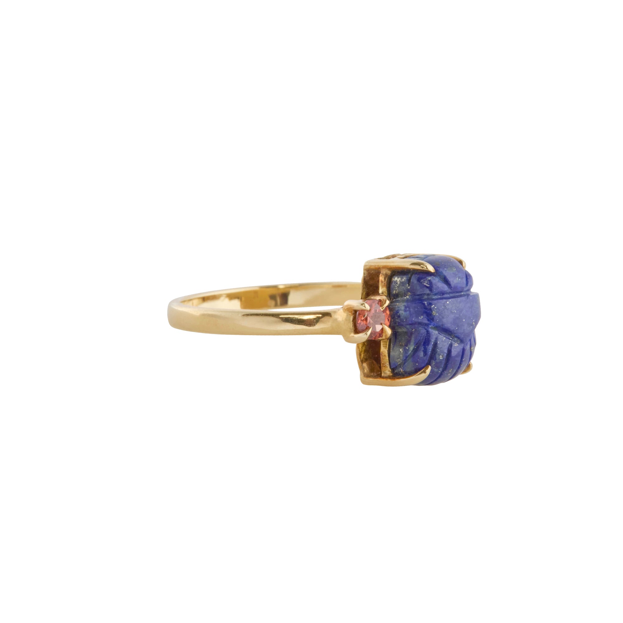 Lapis Lazuli Scarab Ring with Spessartine