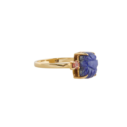 Lapis Lazuli Scarab Ring with Espersatite