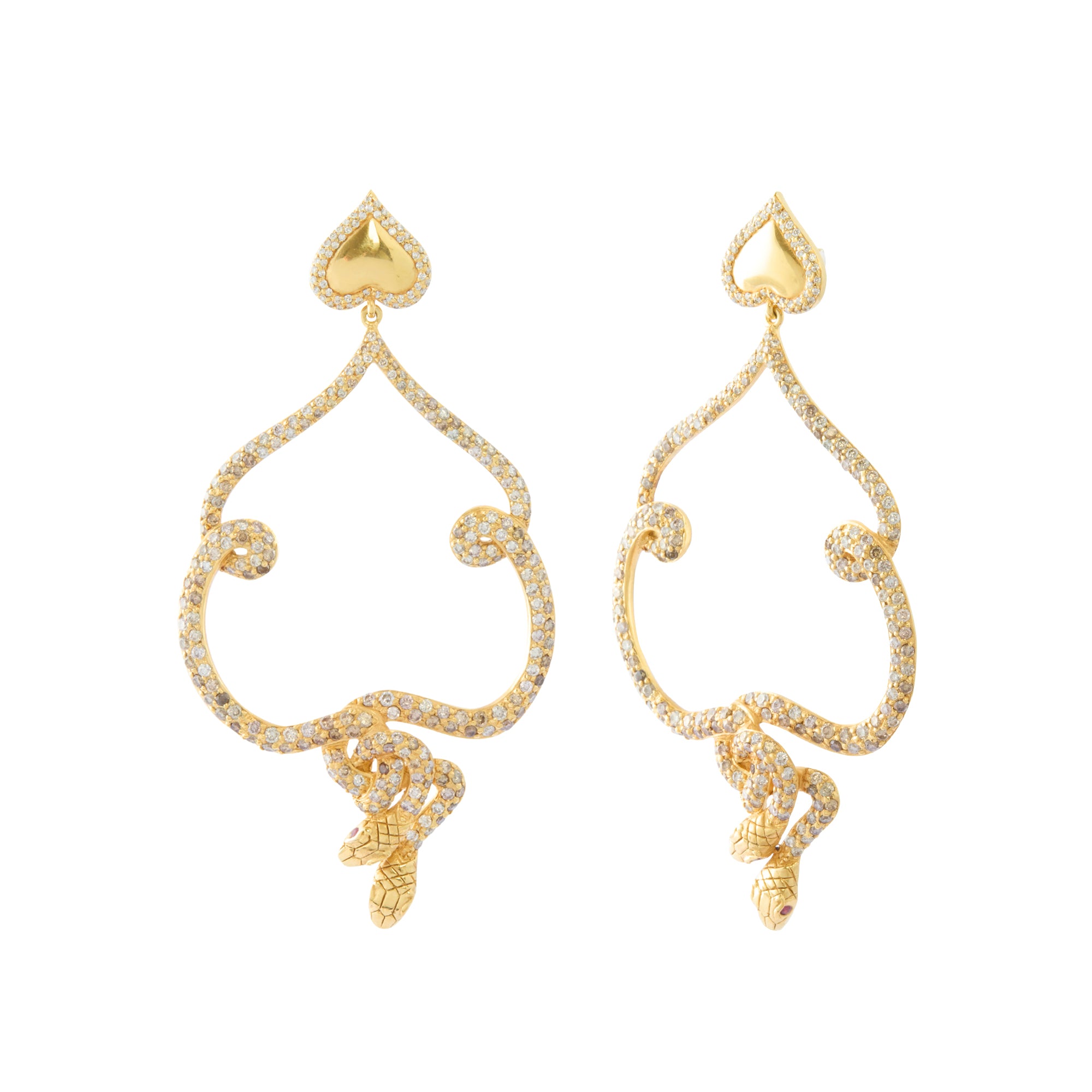 Diamond and Corundum Salome Snake Earrings
