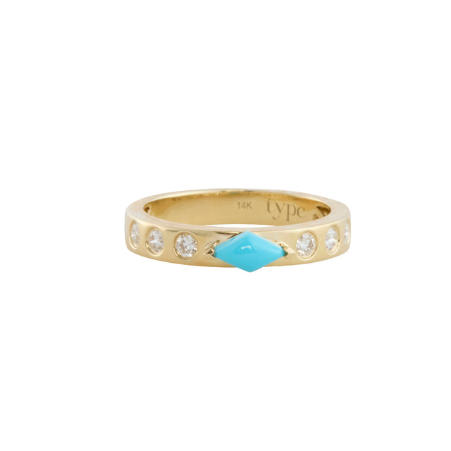 Turquoise and Diamond Leggo Birthstone Ring