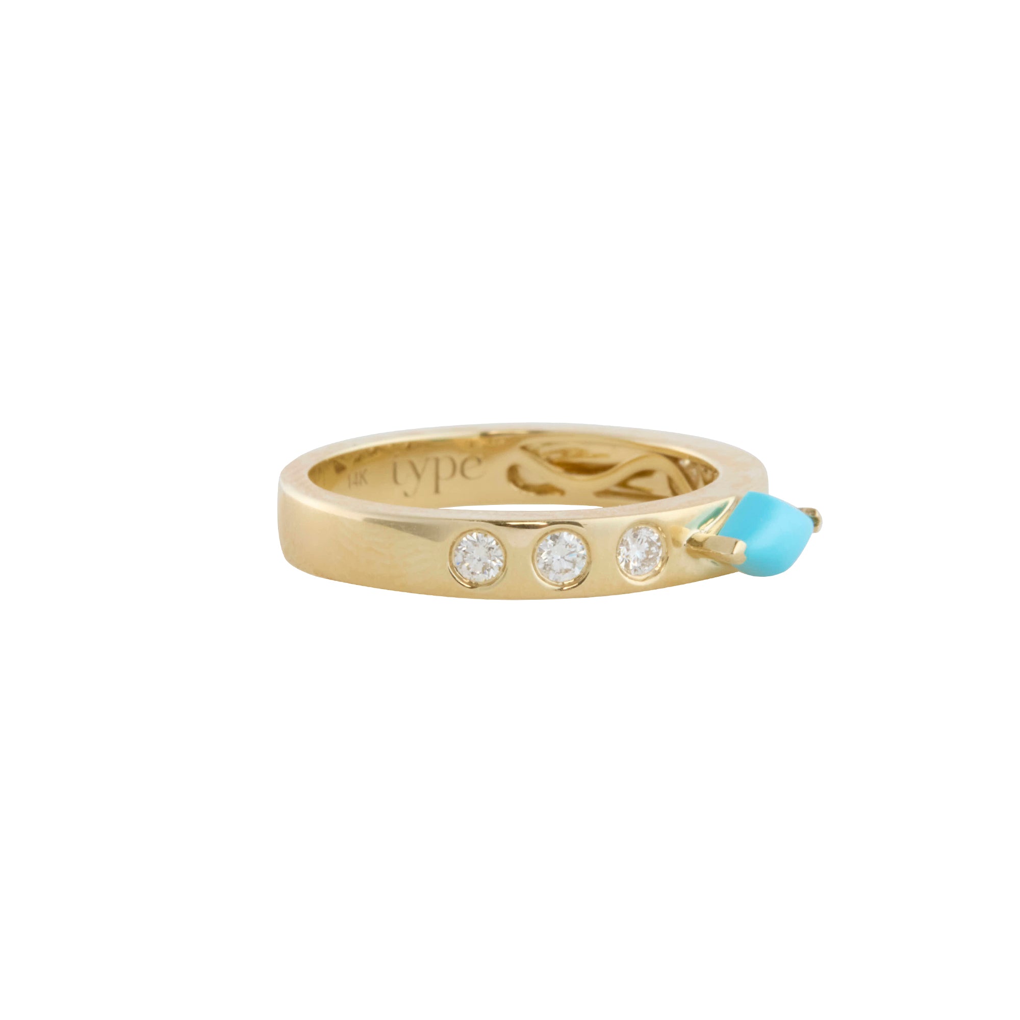 Turquoise and Diamond Leggo Birthstone Ring