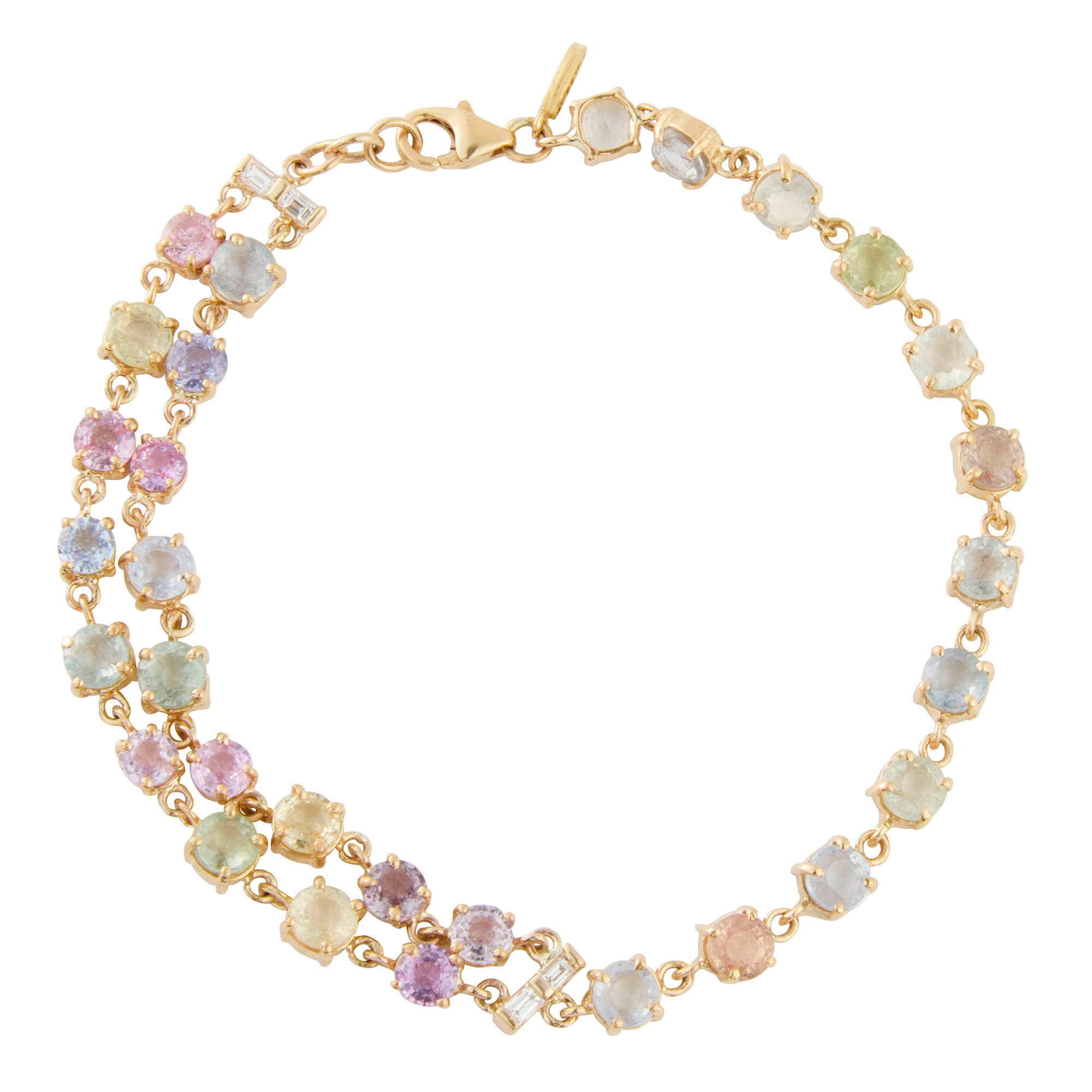 Natural Sapphire and Baguette Diamond Galaxy Bracelet