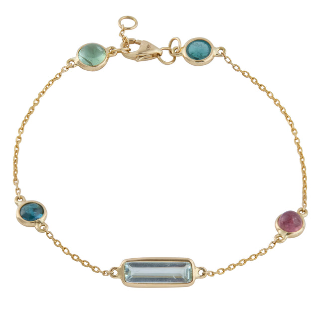 Aquamarine and Tourmaline Candy Bracelet