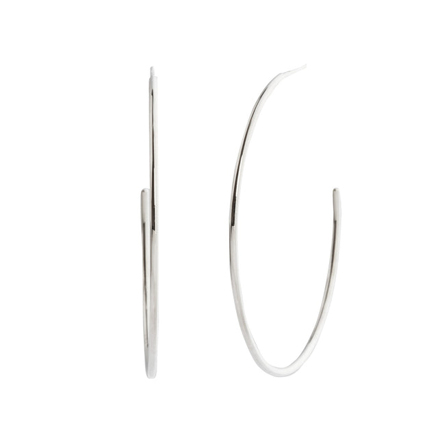 BE Jewelry Oversized Fancy Hoops - 15mm - White Gold - Earrings - Broken English Jewelry front and angled view