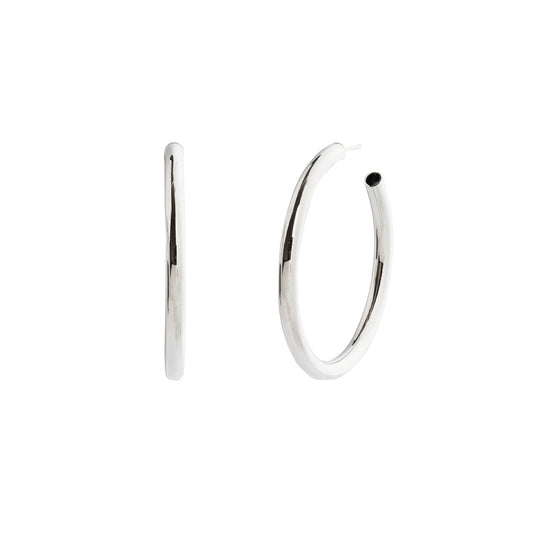 Medium Shiny Lite Tube Hoops - 4mm - White Gold - Main Img