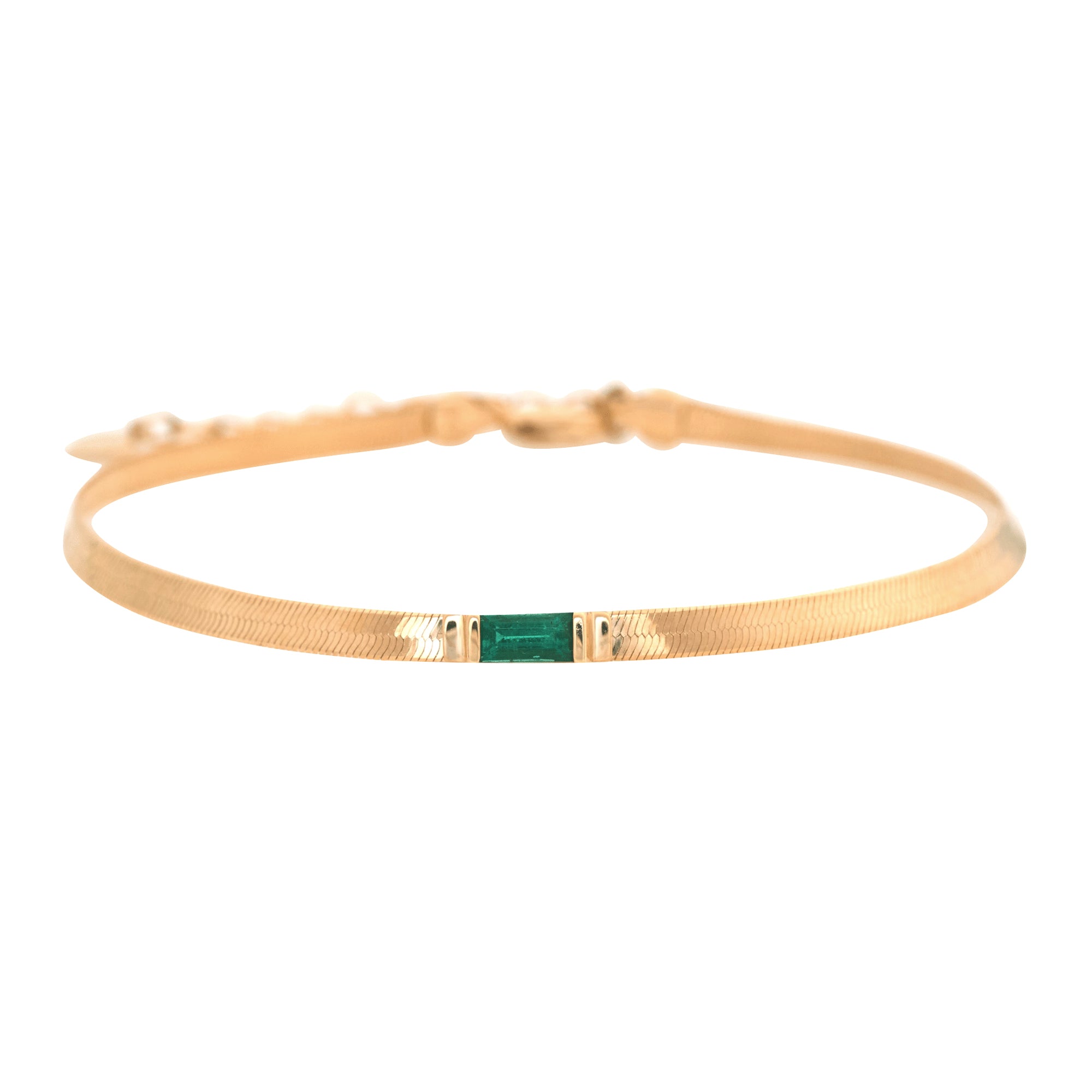 Emerald Bar Herringbone Bracelet