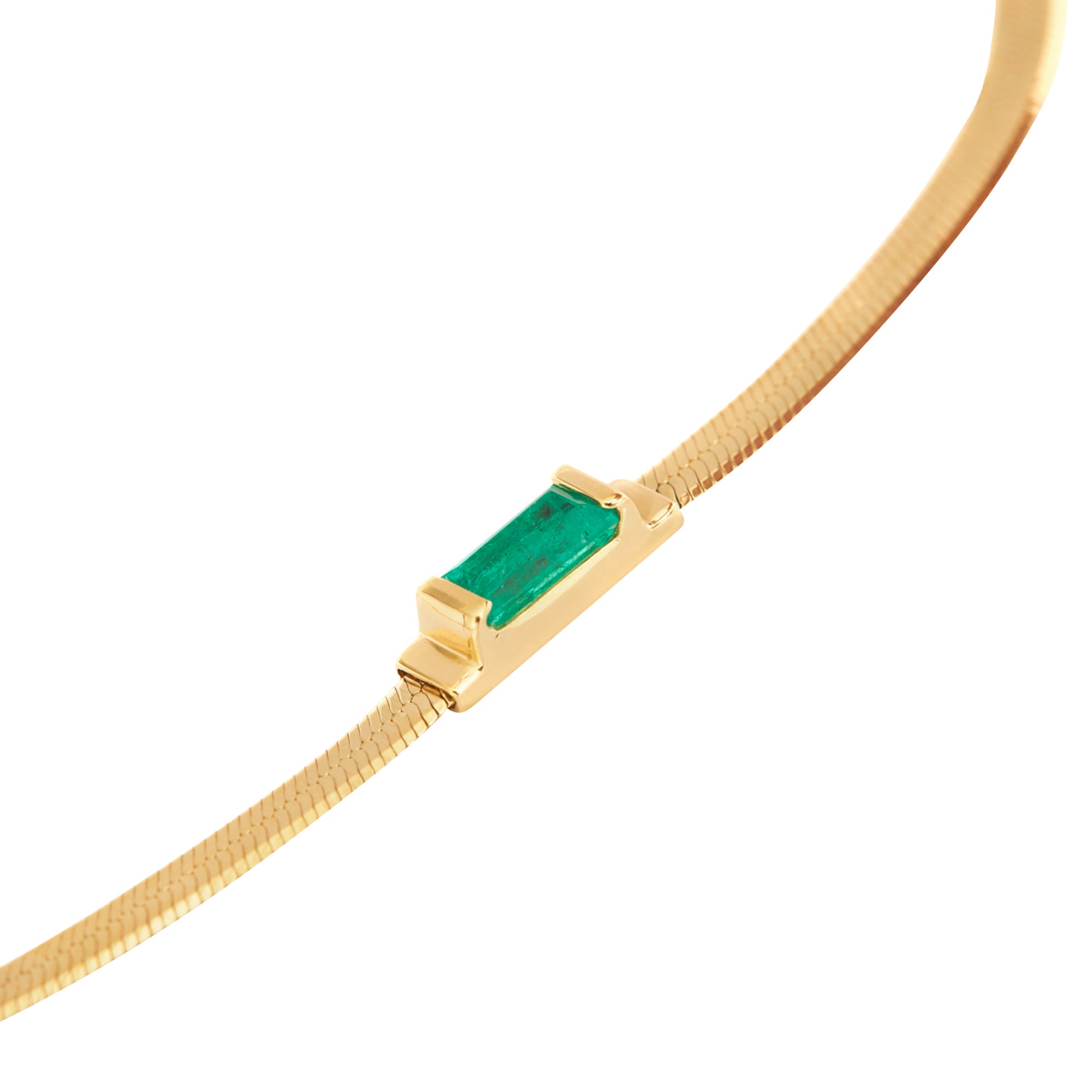 Emerald Bar Herringbone Bracelet