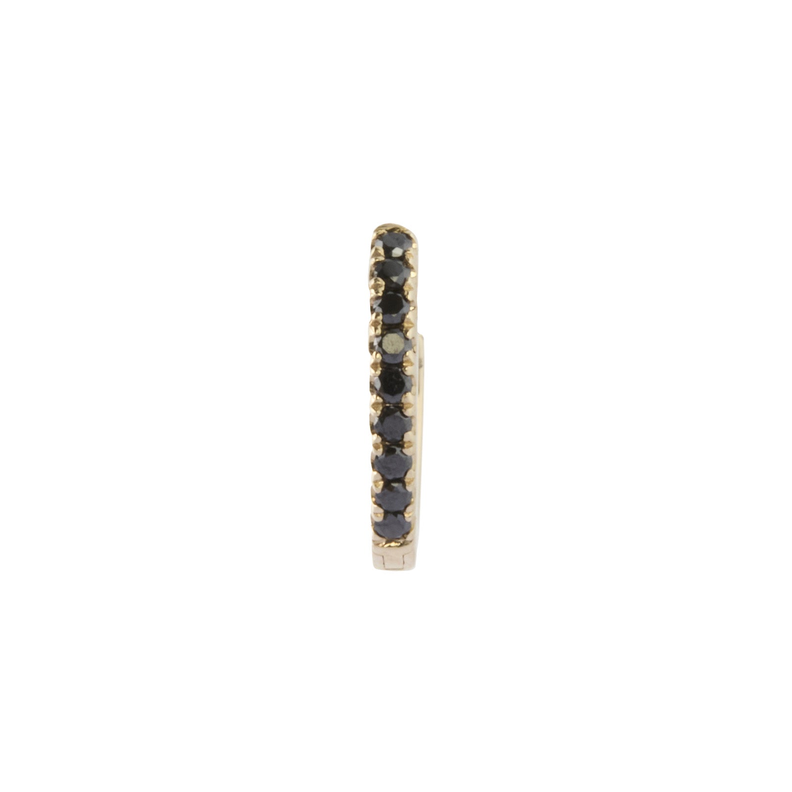Paved Black Diamond Huggie 8mm - Yellow Gold