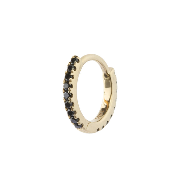 Paved Black Diamond Huggie 8mm - Yellow Gold