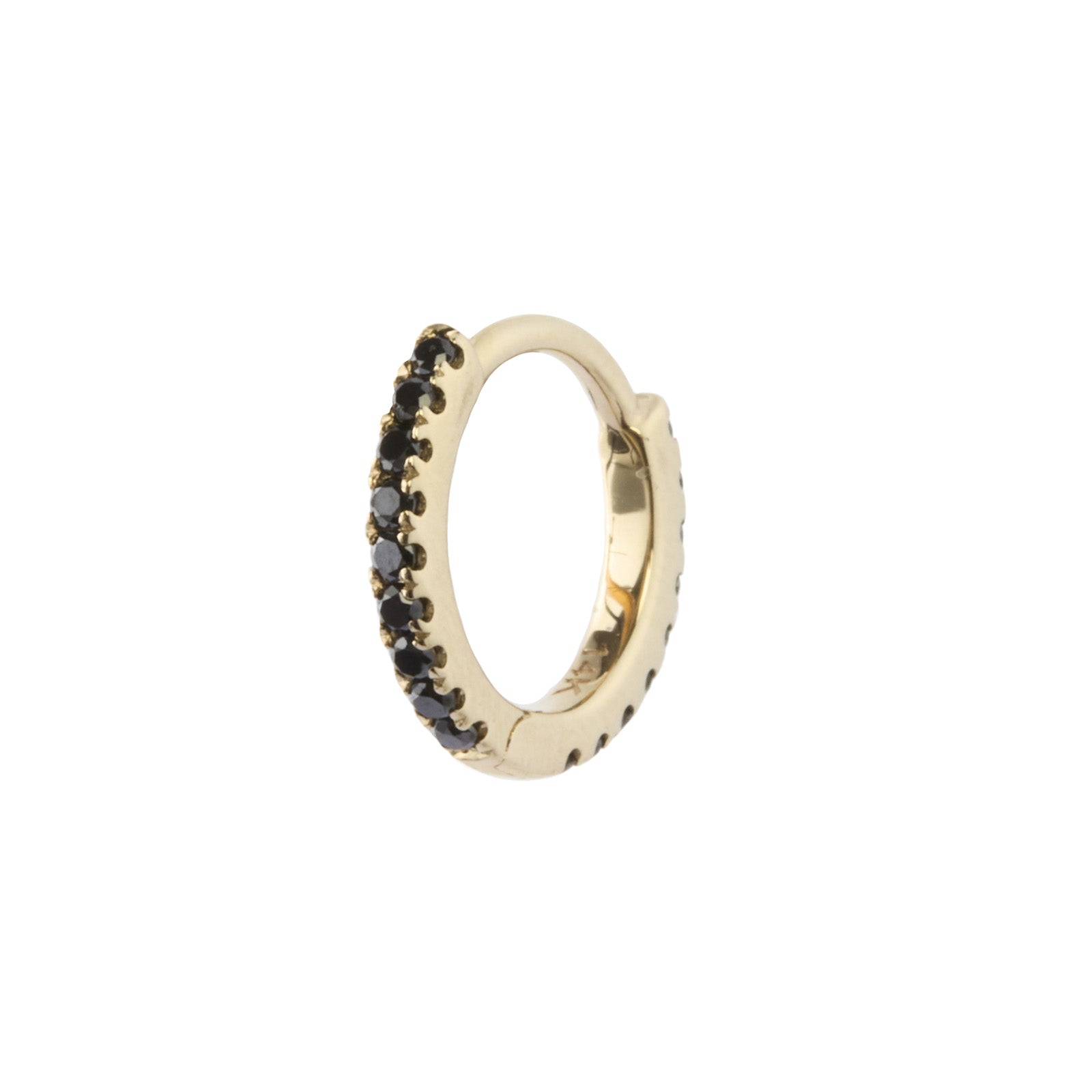 Paved Black Diamond Huggie 8mm - Yellow Gold