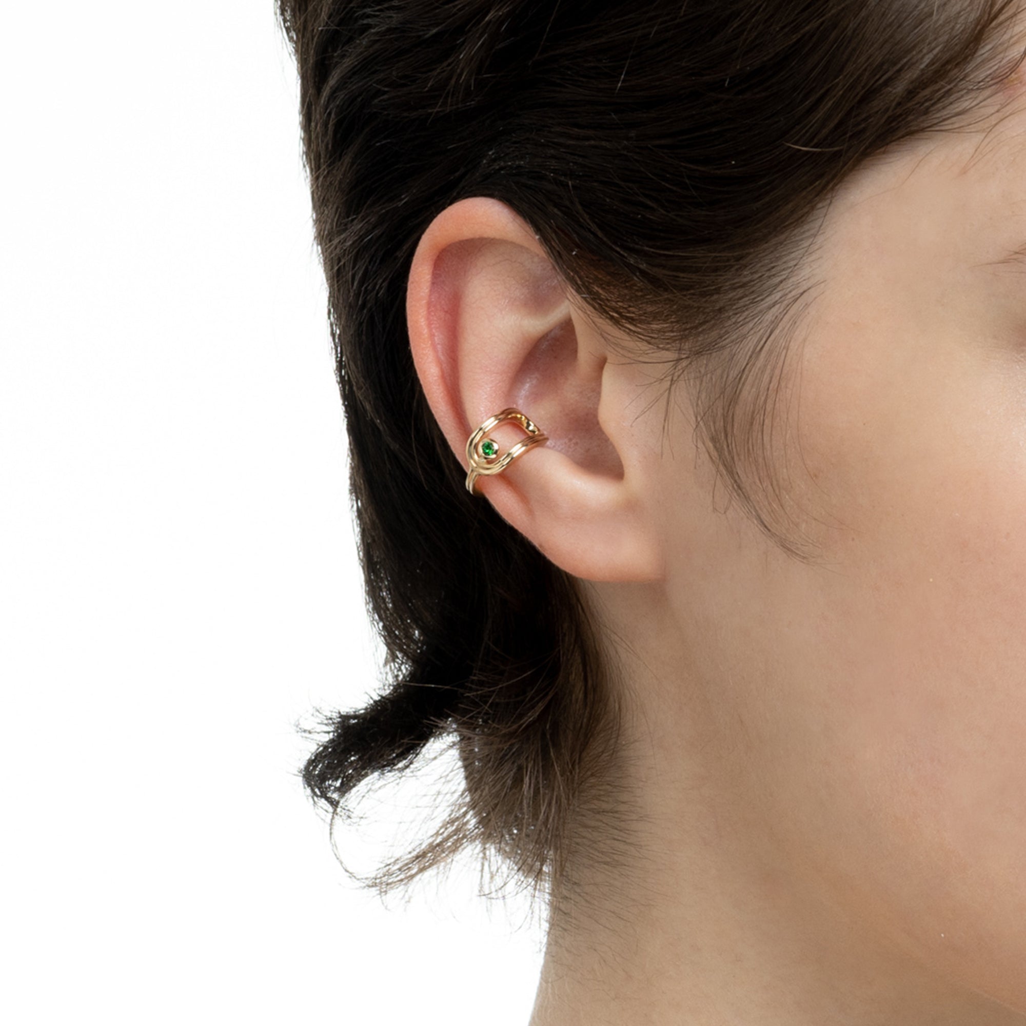 Green Garnet Oblong Ear Cuff