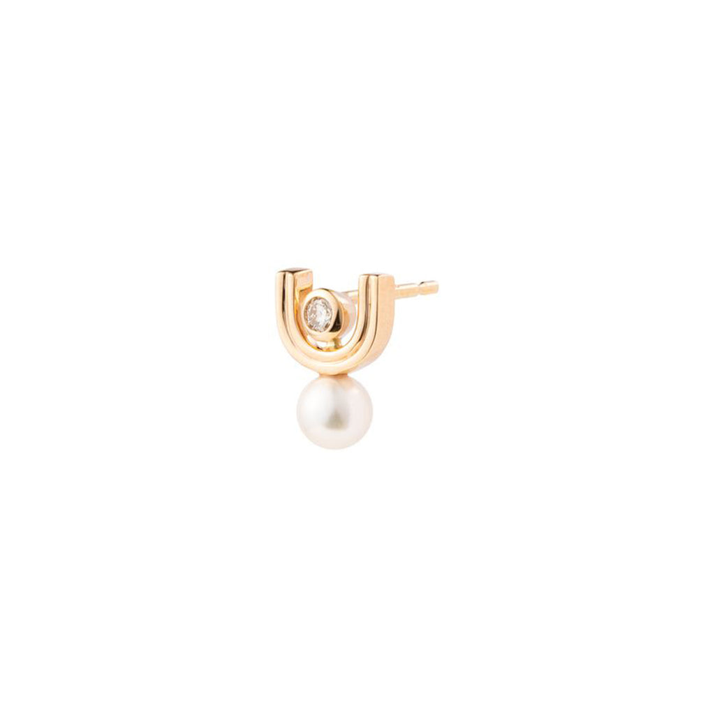 Shop Yellow Gold Diamond Pearl Stick Earrings | Carbon & Hyde