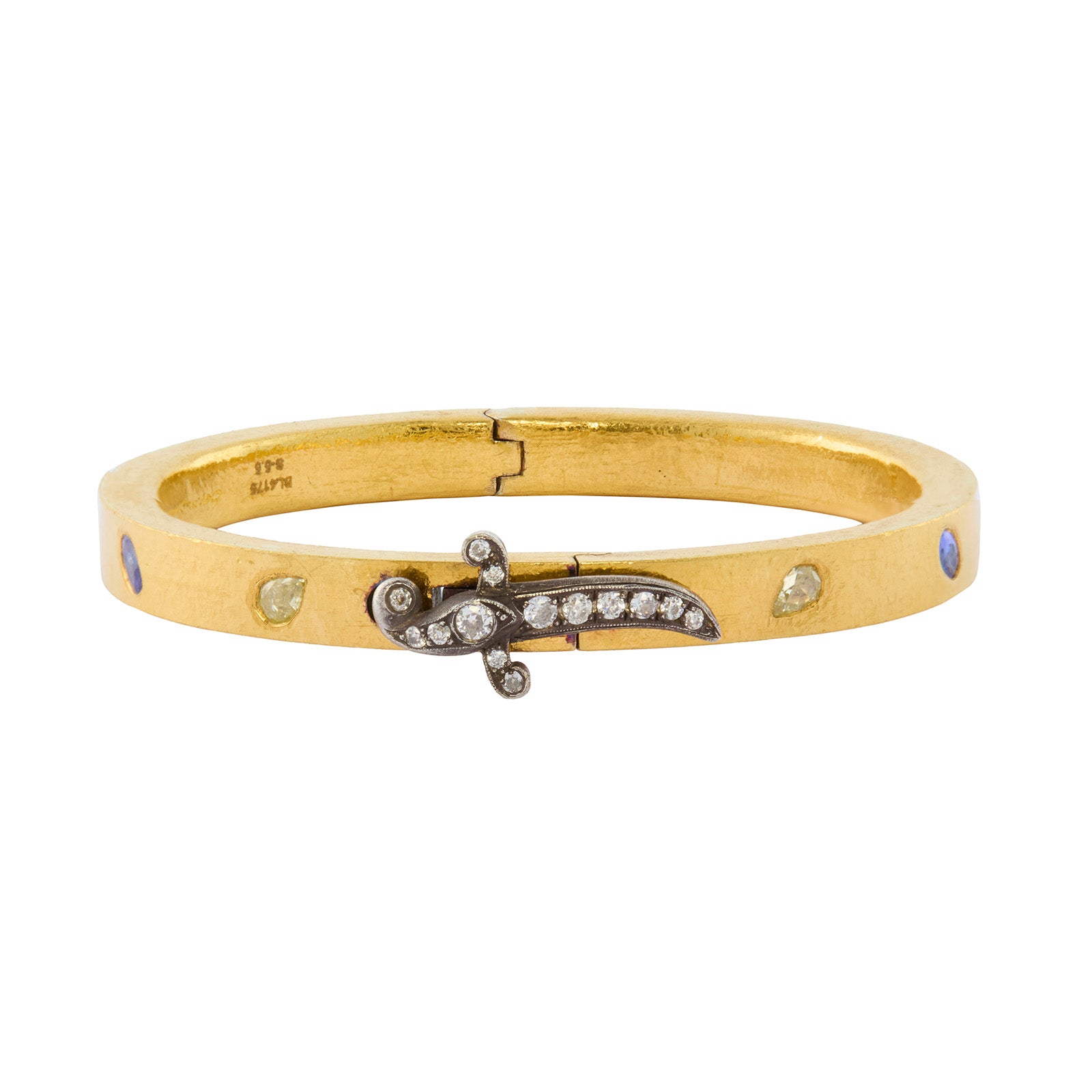 Sevan Bıçakçı Diamond and Tanzanite Hinged Bangle with Dagger Clasp - Bracelets - Broken English Jewelry