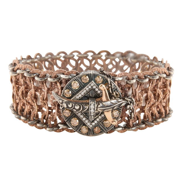 Brown Diamond and Fancy Diamond Wide Chainmail Bracelet