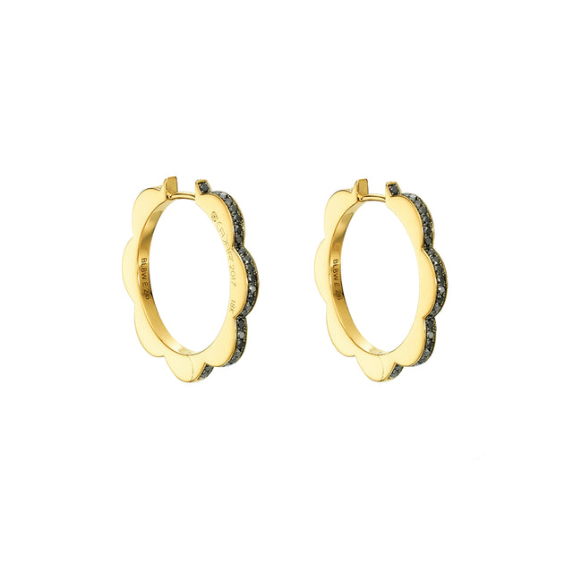 Medium Black and White Diamond Bloom Hoops