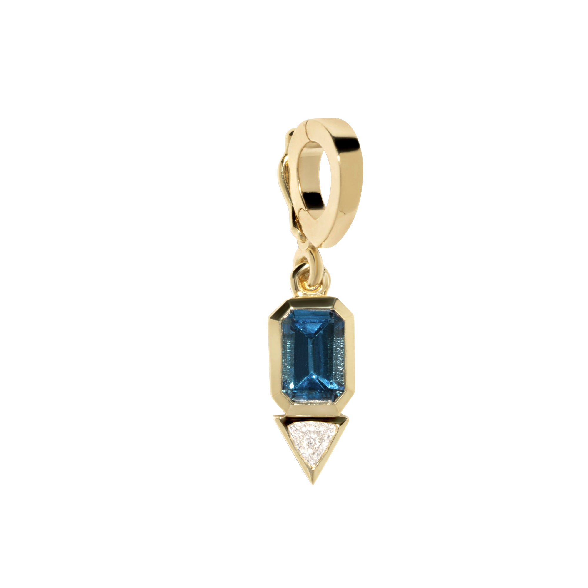 Blue Topaz and Trillion Diamond Charm