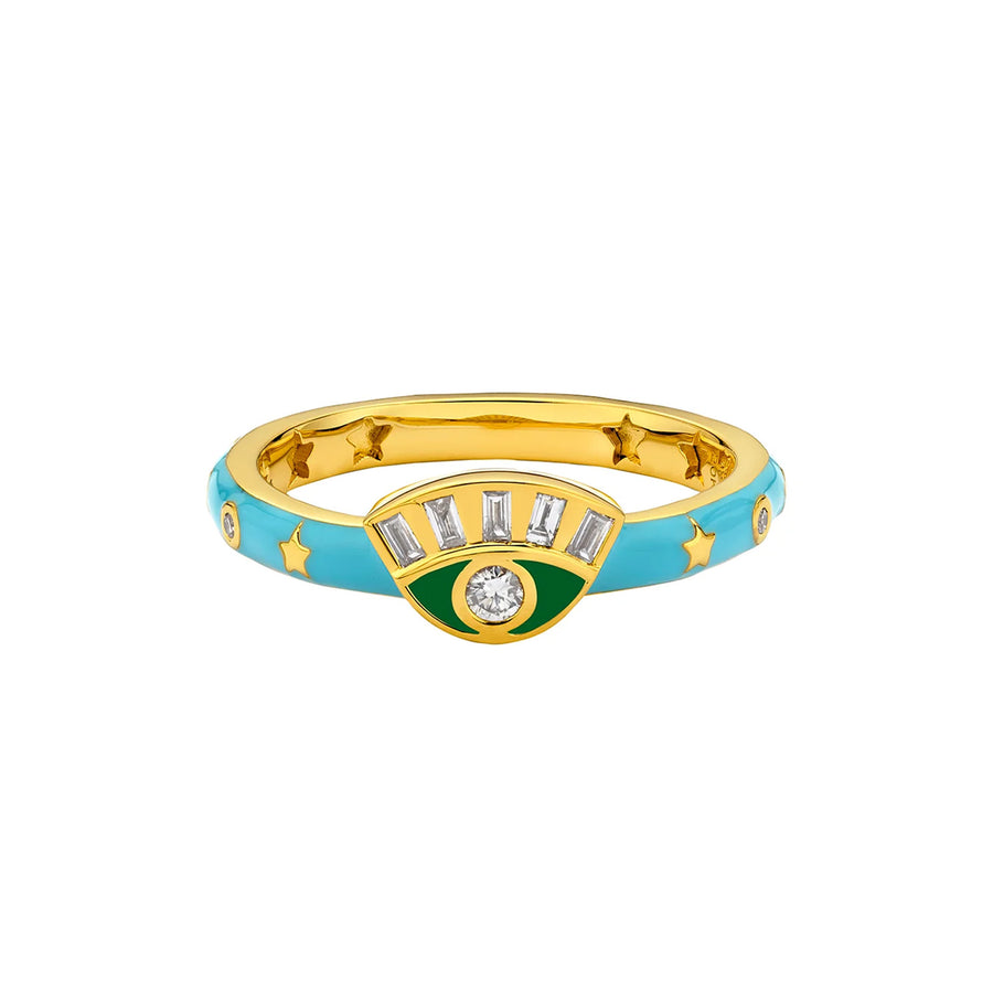 Buddha Mama Skinny Evil Eye Ring - Blue & Green - Rings - Broken English Jewelry