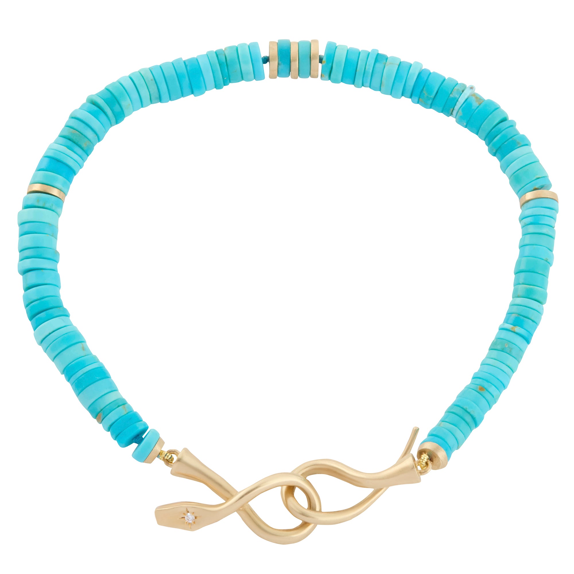 Turquoise Boa Bracelet with Diamond Eyes