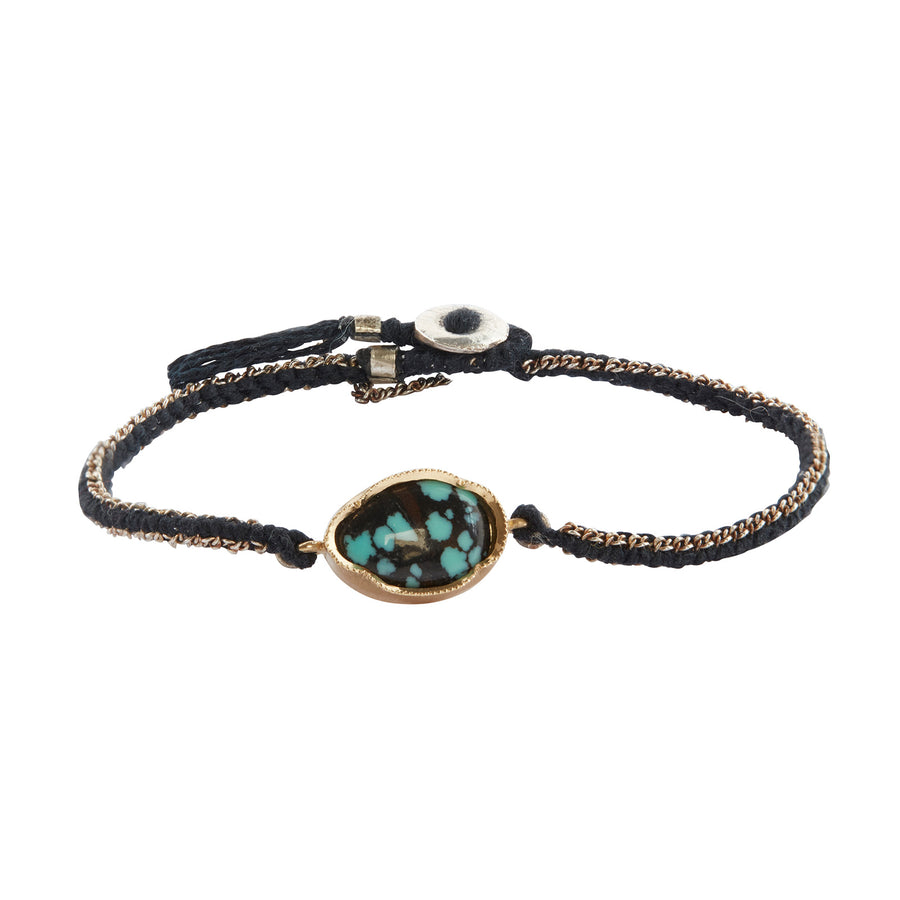 Brooke Gregson Orbit Turquoise Black Silk Bracelet - Bracelets - Broken English Jewelry front view