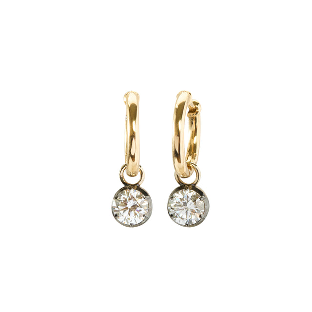 Small Bouton Hoop Diamond Earrings