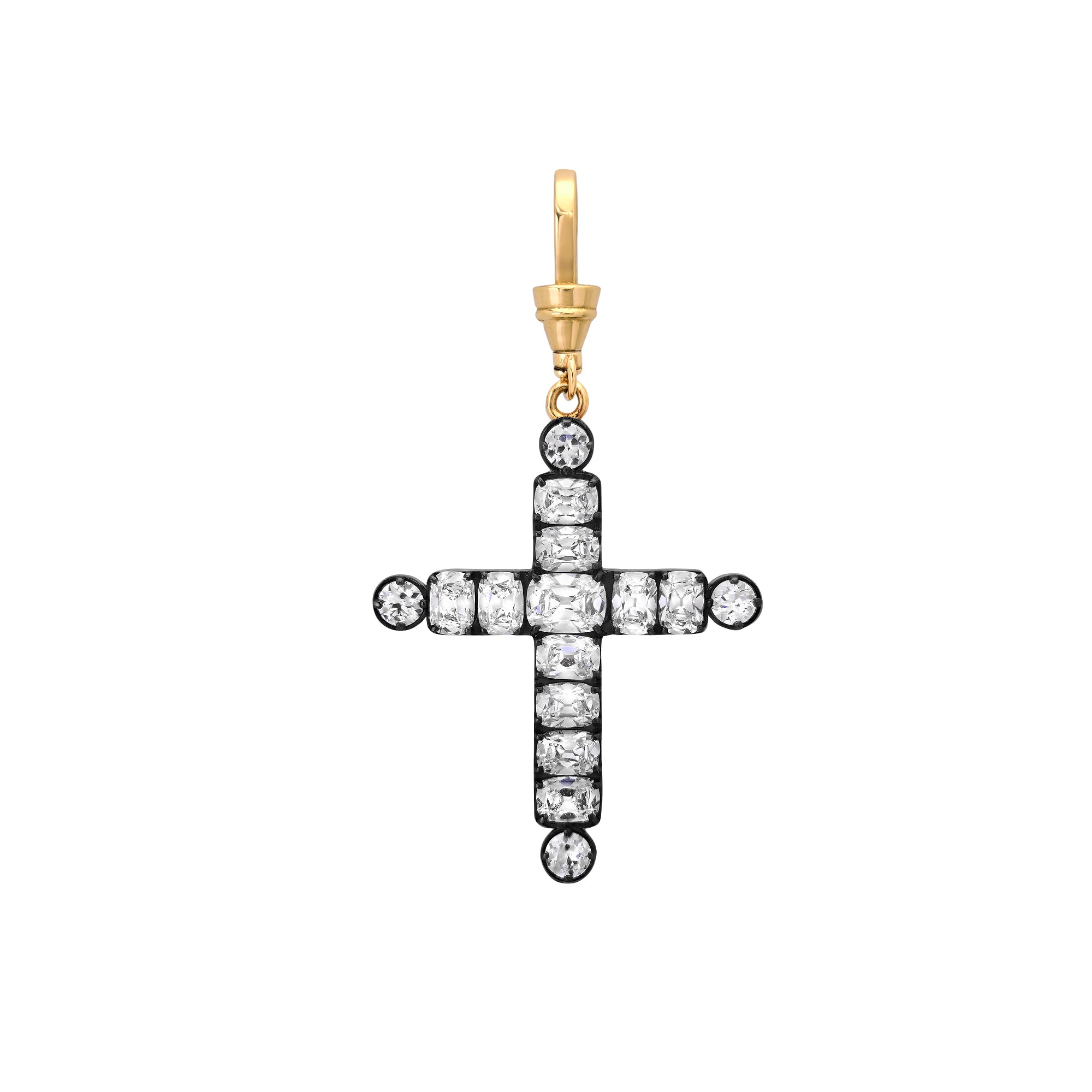 Lab Grown Diamond Elongated Antique Cushion Cross Pendant