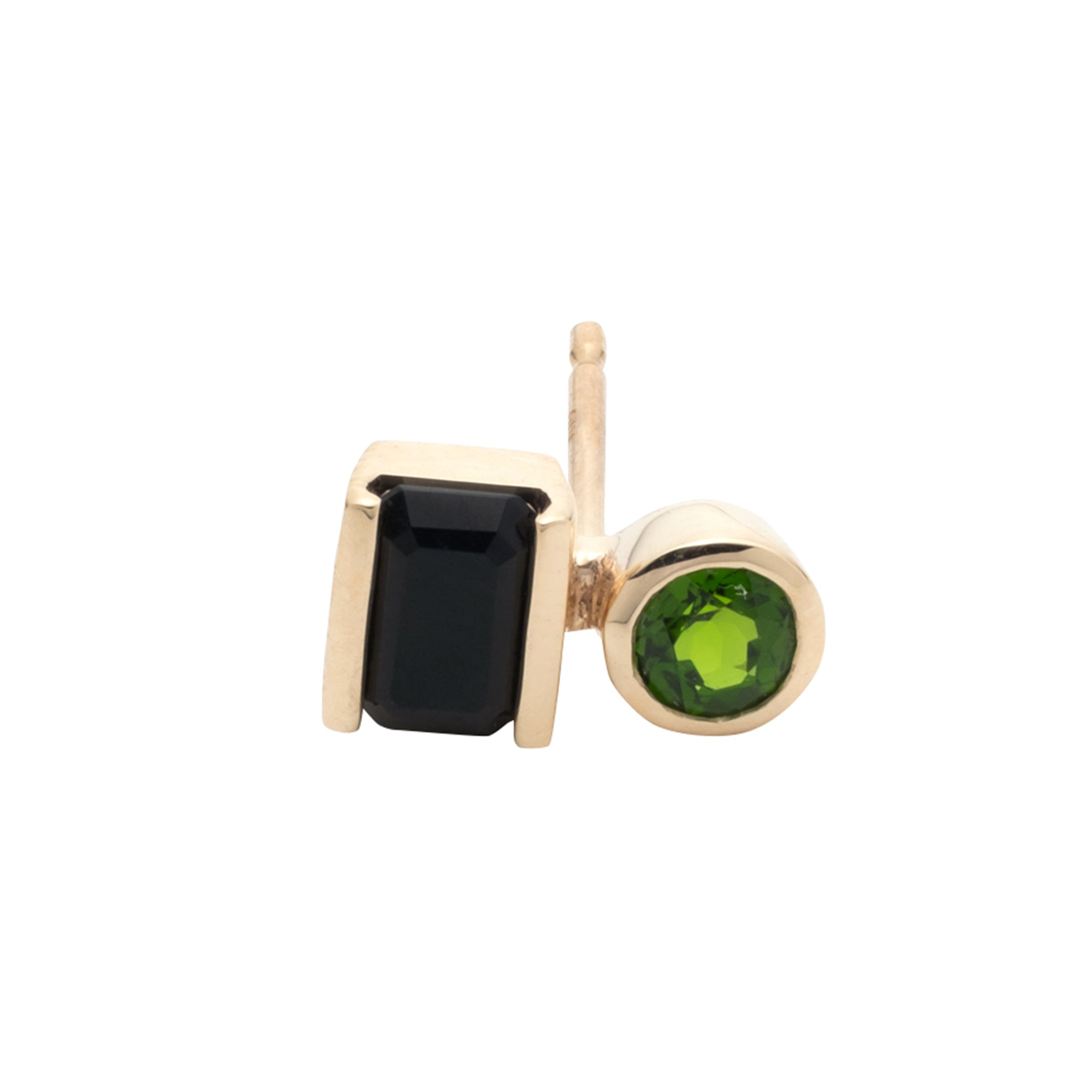 Onyx and Chrome Diopside Bird of Paradise Earring