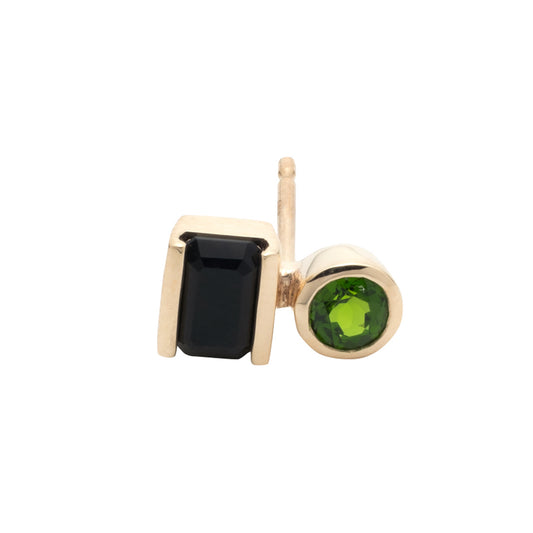 Onyx and Chrome Diopside Bird of Paradise Earring - Main Img