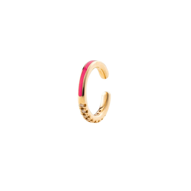 Hirotaka Bird of Paradise Ear Cuff - Neon Rose - Earrings - Broken English Jewelry front view