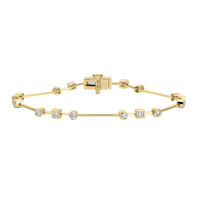 Nancy Newberg - Princess and Round Cut Diamond Bar Bracelet