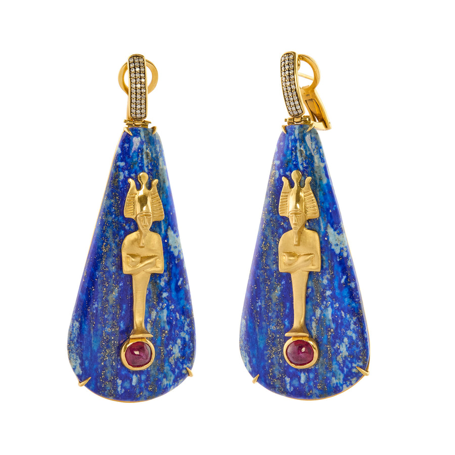 Silvia Furmanovich Ruby and Lapis Lazuli Egypt Earrings - Earrings - Broken English Jewelry