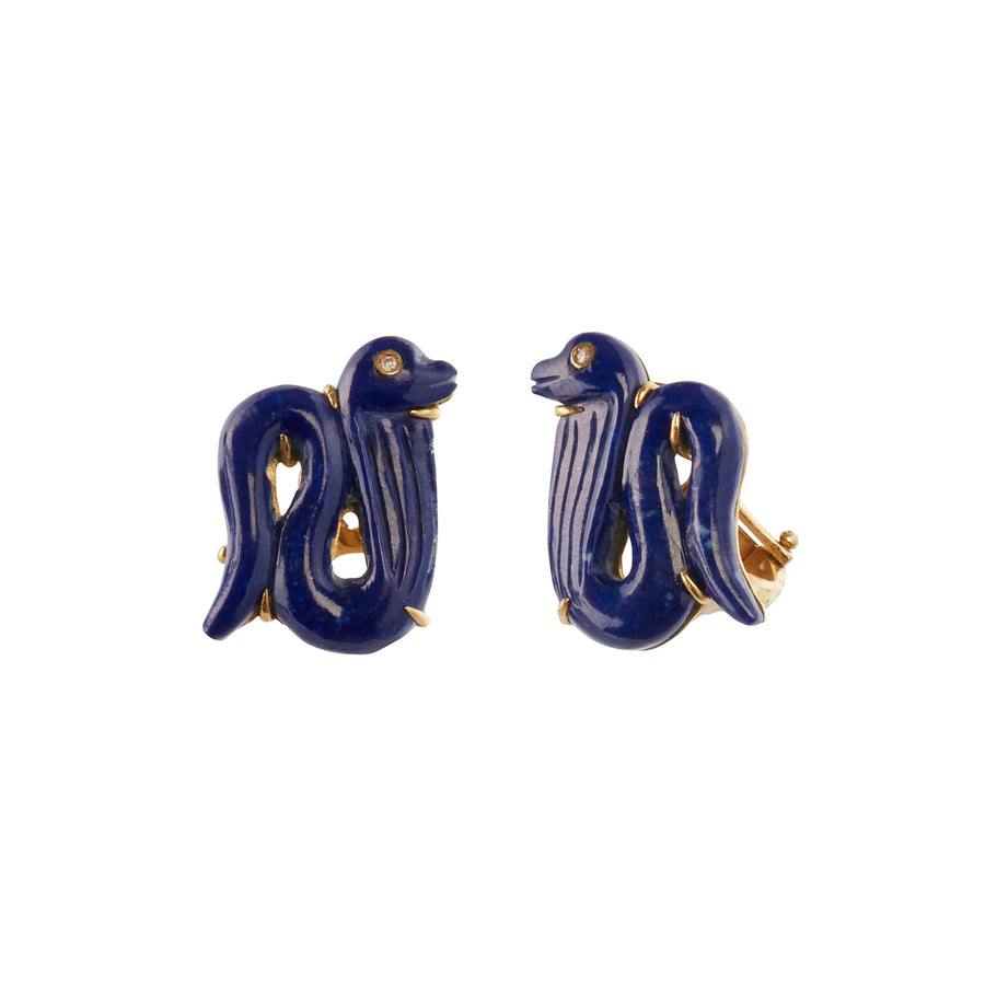 Silvia Furmanovich Egypt Snake Miniature Earrings front and side view