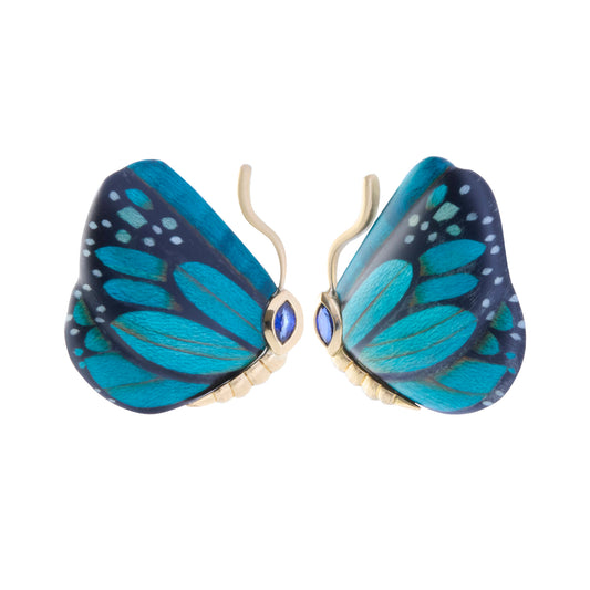 Double Butterfly Wing Marquetry Earrings - Main Img